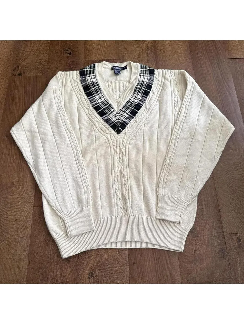 Vintage Nautica Plaid Accent Sweater